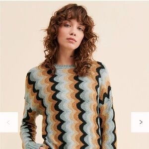 Show Me Your MuMu Jesse Sweater in Black, Gold, and Blue Sz M VGUC